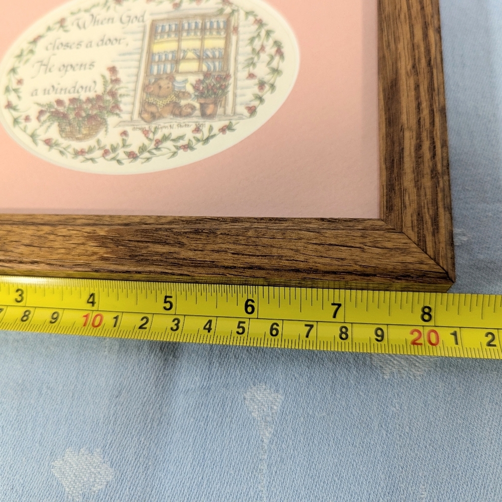 8" x 6" Inspirational spiritual verse Solid wood peach mat board wall decor Vtg. - Picture 4 of 9